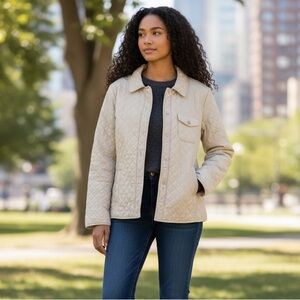 J. Jill Quilted Diamond Barn Utility Lightweight Jacket Beige Women’s Size S